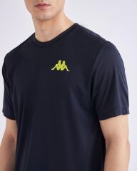 Kappa Kombat Crew Neck Tee Erkek Siyah-Açık Yeşil Regular Fit Tişört  341F1EW-A03