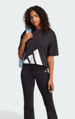 Adidas Siyah Kadın Loose Fit Baskılı T-Shirt JG8736