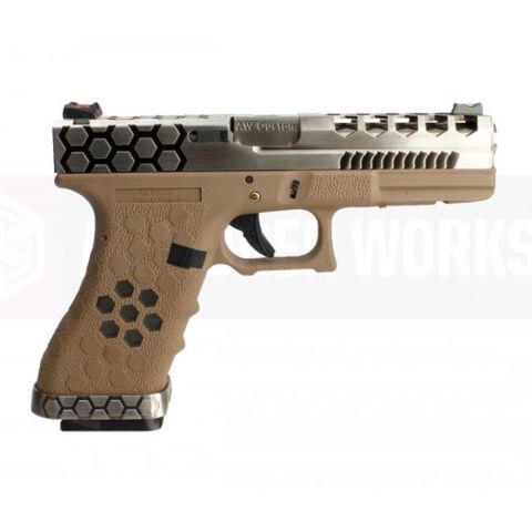AW VX0110 Hex Cut ''Signature Model'' 1.7 GBB Airsoft Tabanca - Tan - Gümüş