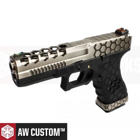 AW VX0100 Hex Cut ''Signature Model'' 1.7 GBB Airsoft Tabanca - Gümüş-Siyah