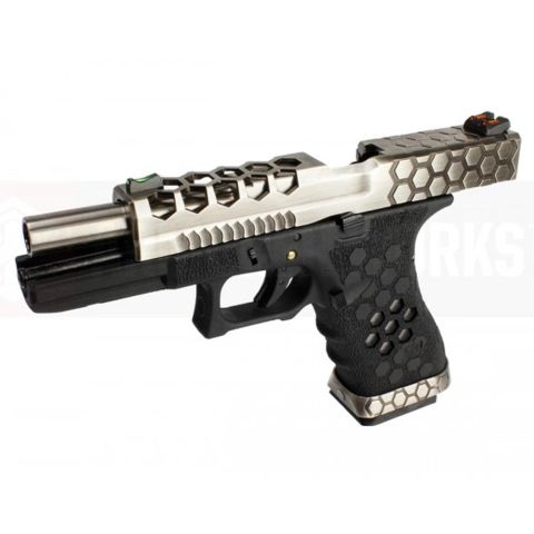 AW VX0100 Hex Cut ''Signature Model'' 1.7 GBB Airsoft Tabanca - Gümüş-Siyah