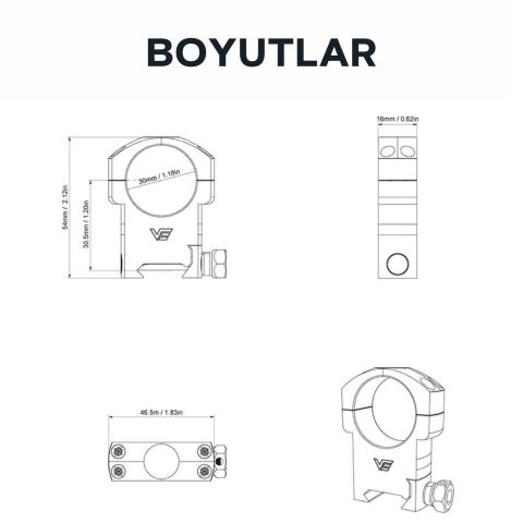(SCTM-08) 30mm Mark Yüksek Dürbün Ayağı