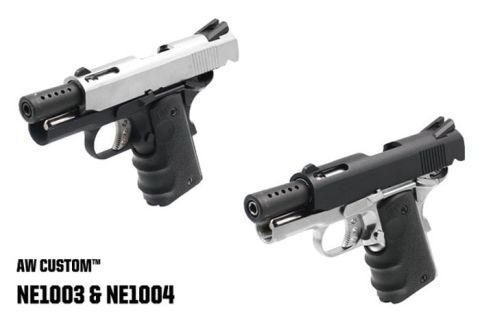 AW COLT 1911 COMPACT Silver Slide Full Metal Airsoft GBB Tabanca NE1003