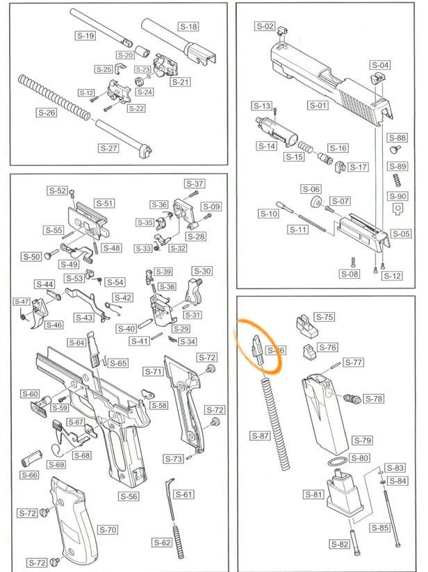 WE F226 - F228 - F229 - MK25 Magazine Follower/ Şarjör BB izleyici Parça #86