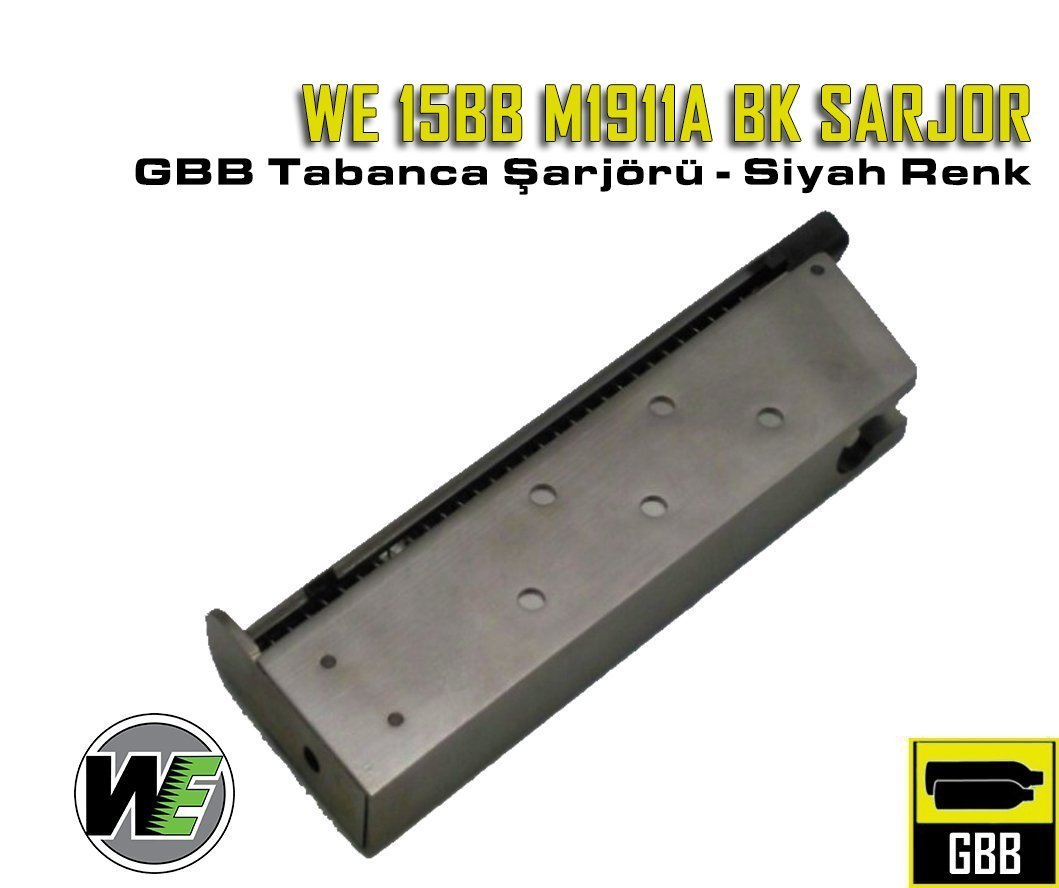 WE M1911A BK GBB 15BB AIRSOFT TABANCA ŞARJÖRÜ - SİYAH