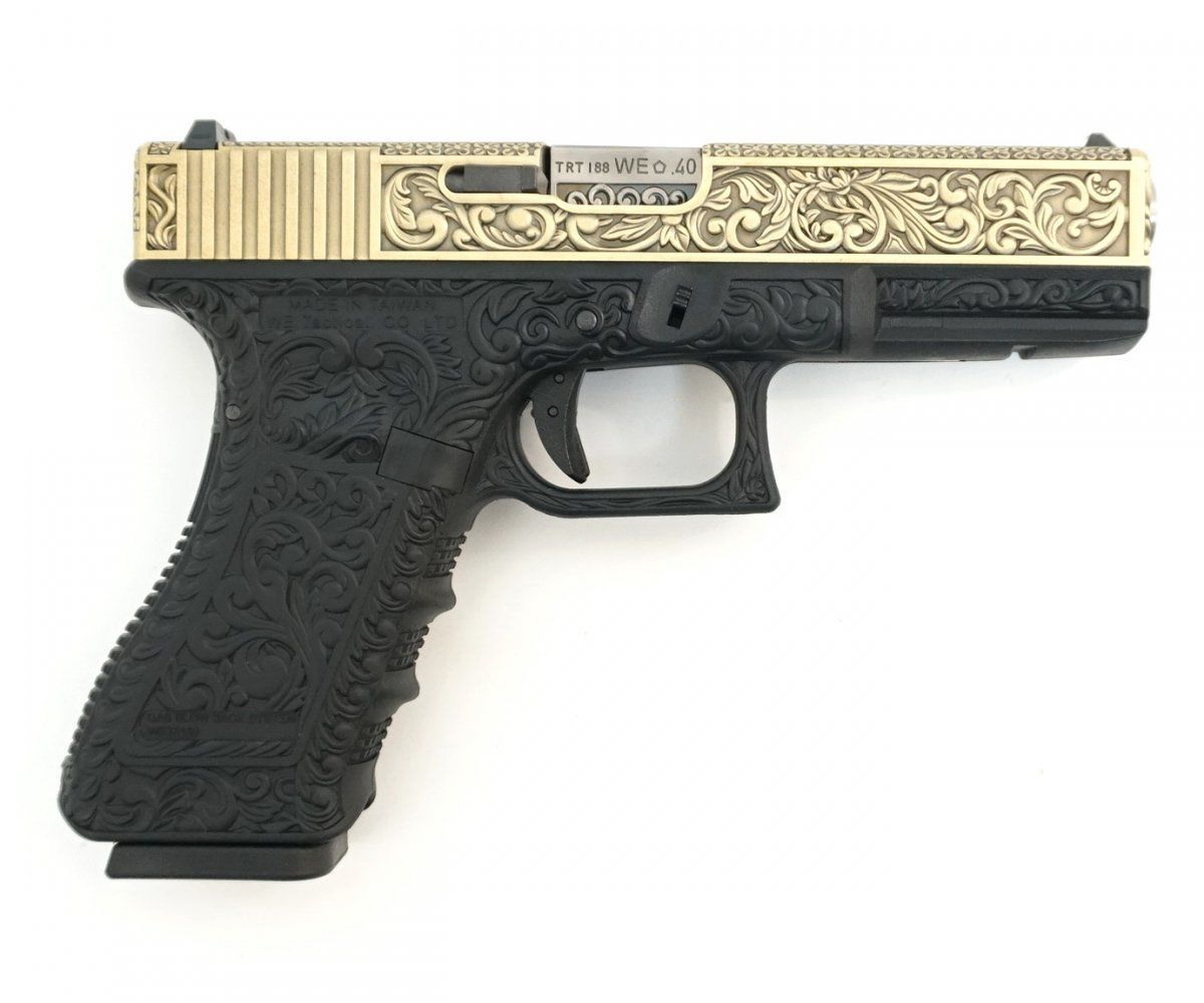 WE G17 Glock 17 ETCHED IVORY Bronze SE Gravürlü Glock Airsoft Tabanca