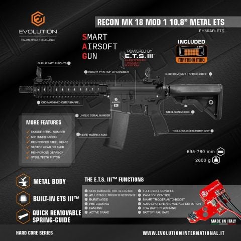 Airsoft Tüfek Evolution Recon MK18 Mod. 1  10.8'' ETS *EH50AR-ETS*
