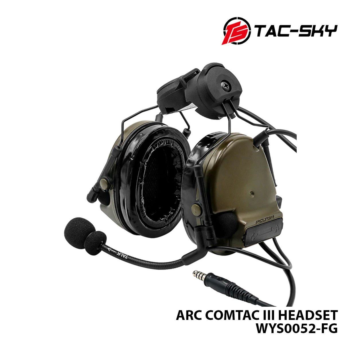 Telsiz Kulaklığı-Kask Tipi-HAKİ-TAC-SKY ARC COMTAC III WYS0052-FG