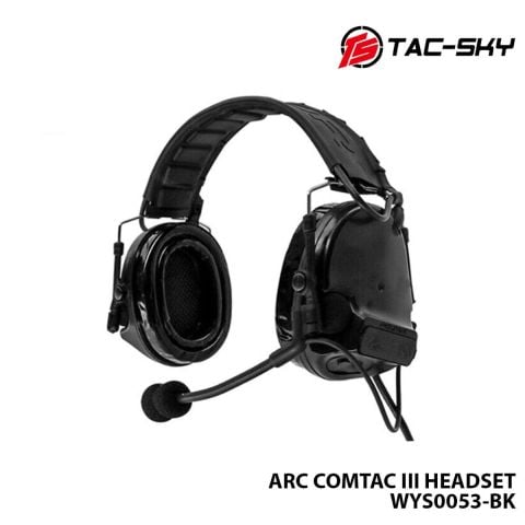 Telsiz Kulaklığı-Kask Tipi-SİYAH-TAC-SKY ARC COMTAC III WYS0053-BK
