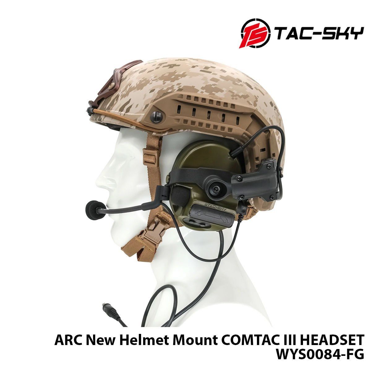 Telsiz Kulaklığı-Kask Tipi-HAKİ RAC-Model WYS0084-FG