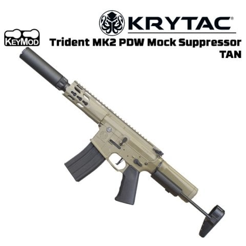 KRYTAC Trident MK2 PDW ''Mock Suppressor'' AEG Airsoft Tüfek - TAN