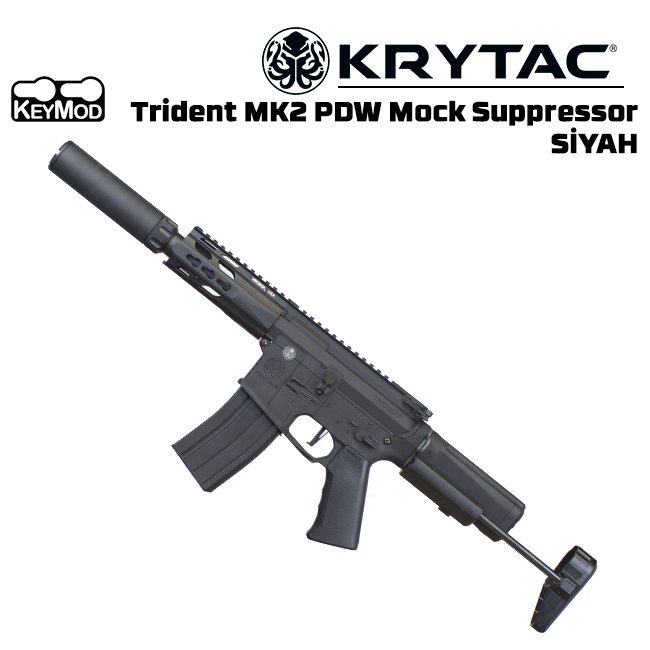 KRYTAC Trident MK2 PDW ''Mock Suppressor'' AEG Airsoft Tüfek - Siyah