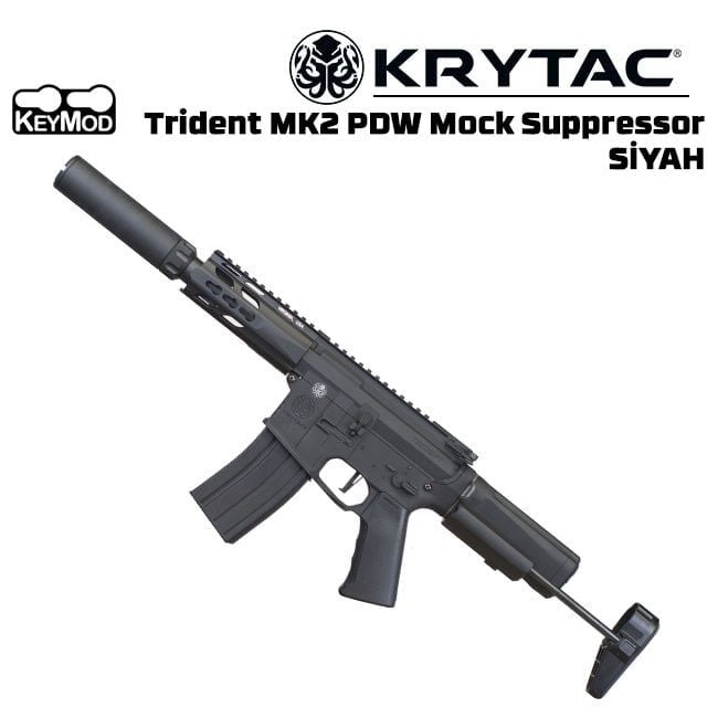 KRYTAC Trident MK2 PDW ''Mock Suppressor'' AEG Airsoft Tüfek - Siyah