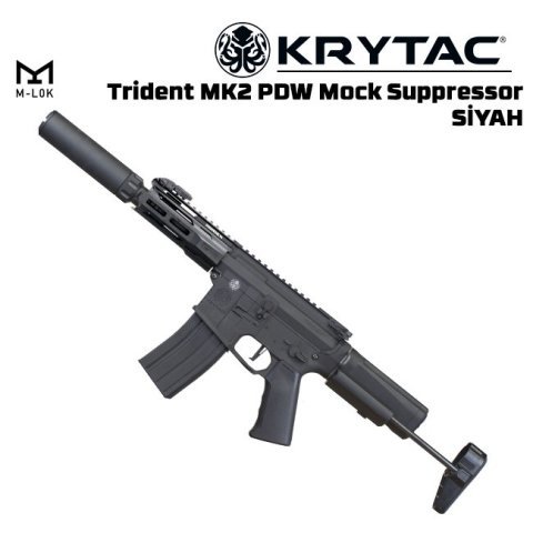 Krytac Trident MKII PDW-M SUPRESSOR Airsoft AEG Tüfek - Siyah