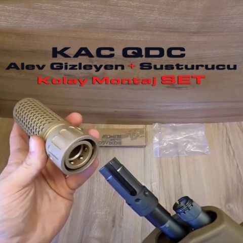 ISG KAC Stili QDC Kısa Airsoft Susturucu Replika seti - Siyah