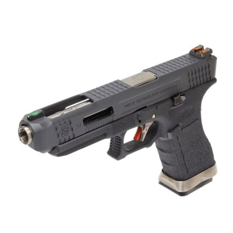 WE G34 T5 Siyah Sürgü/Gümüş Namlu/Siyah Gövde GBB Airsoft Tabanca