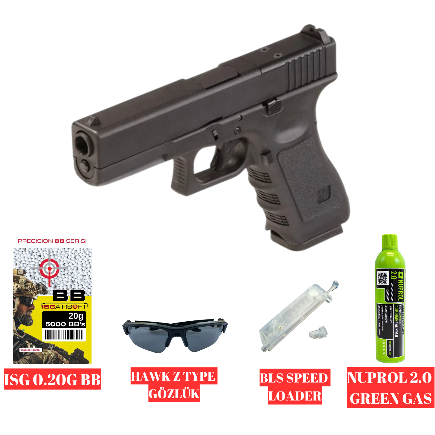 WE GLOCK G17 GEN3 MOS RMR REDDOT AYAKLI GBB AIRSOFT TABANCA SETİ