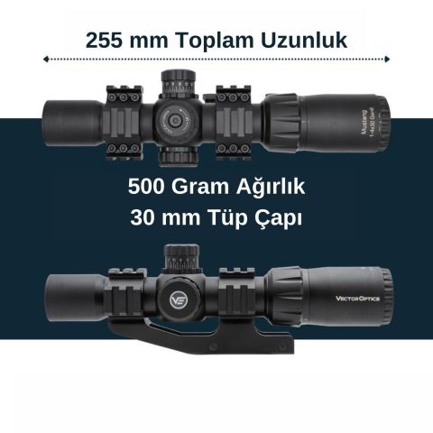 VECTOR OPTICS Mustang GENII 1-4x30 SFP Tüfek Dürbünü