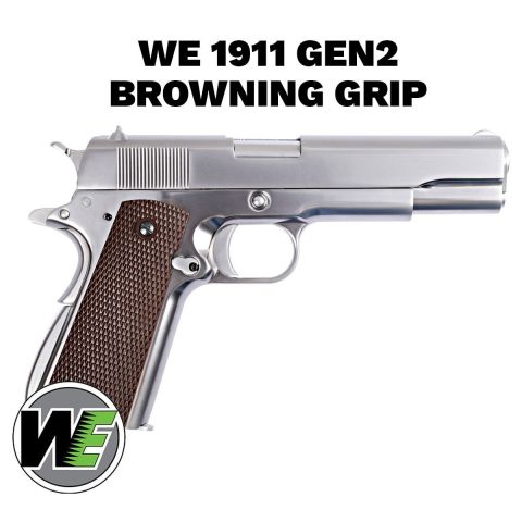 Airsoft Tabanca WE Colt 1911 Gümüş Gen2 WE-E006A - Gen 2 K.Rengi Kabze