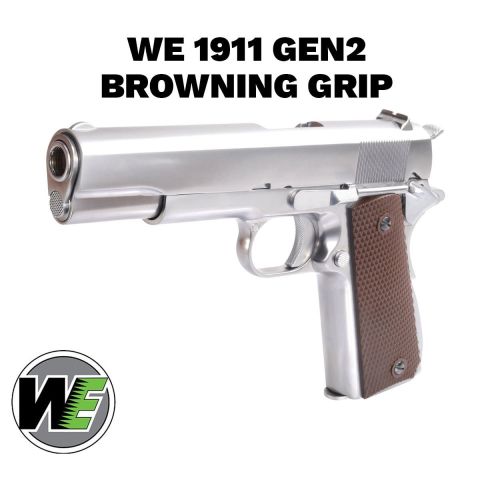 Airsoft Tabanca WE Colt 1911 Gümüş Gen2 WE-E006A - Gen 2 K.Rengi Kabze