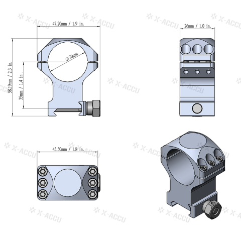 XASR-3002 30MM MEDIUM PROFIL PICATINNY DURBUN AYAGI