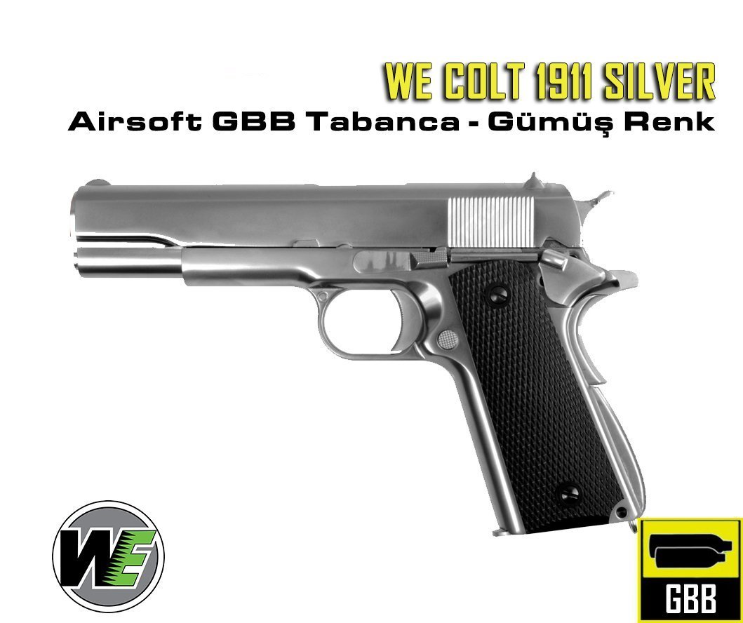 WE COLT 1911 SILVER Airsoft Tabanca