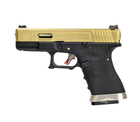 WE Glock G19 Tg GOLD GBB Airsoft Tabanca GOLD Kızak / SV Namlu / BK Gövde