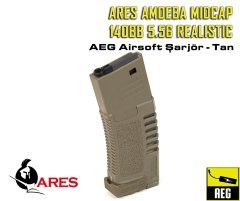 ARES AMOEBA MIDCAP 140BB 5.56 REALISTIC AEG MAGAZINE ŞARJÖR - TAN