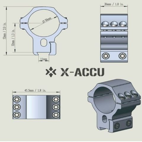 Vector Optics 30mm X-Accu Alçak Profil Dovetail Dürbün Montaj Halkası