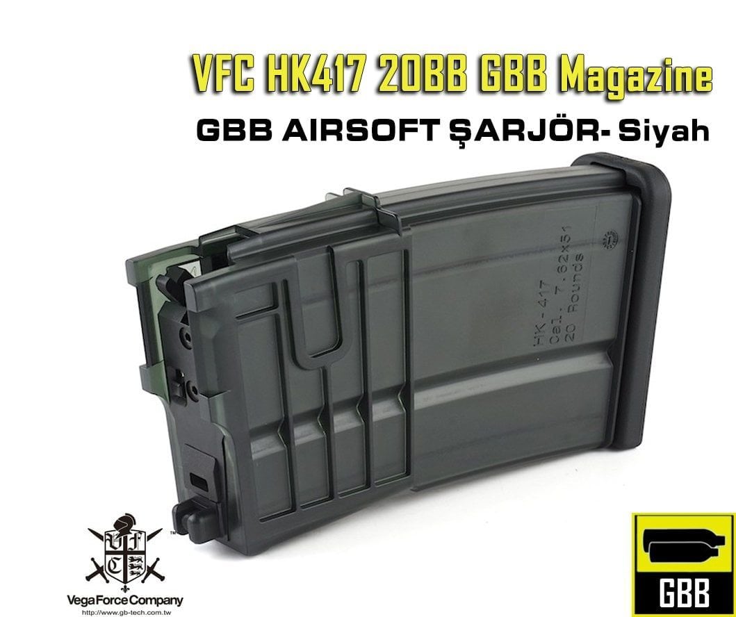 VFC HK417 GBB Magazine - 20BB - Siyah