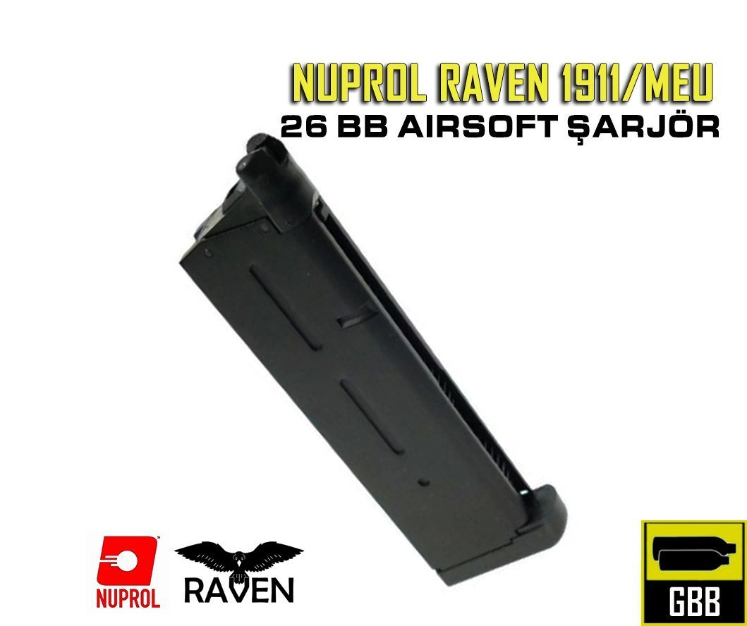 Nuprol Raven COLT MEU/1911 26 BB AIRSOFT TABANCA ŞARJÖRÜ - Siyah