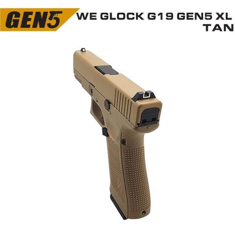 WE GLOCK G19 GEN5 XL TAN GBB AIRSOFT TABANCA