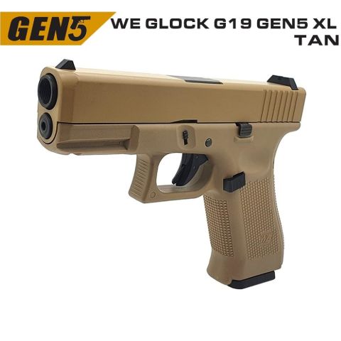 WE GLOCK G19 GEN5 XL TAN GBB AIRSOFT TABANCA
