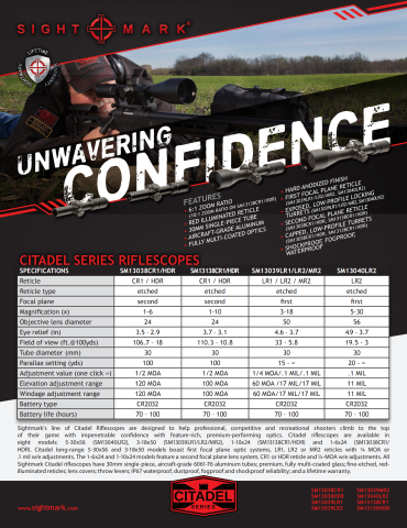 Sightmark Citadel 3 18x50 LR1 Tüfek Dürbünü - Siyah