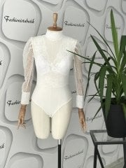 Transparan 2’li Bodysuit Takım Beyaz