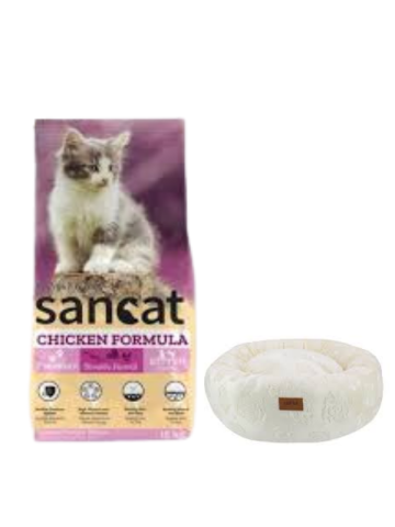 Sancat Premium Tavuklu Yavru Kedi Maması 15 Kg,Krem Luxe Donut Yatak