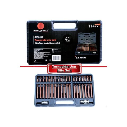 Worldforce 40 Parça Torx Bits Ucu Seti Mıkantıslı S2 Çelik Malzeme Profesyonel 1/2 Torx Seti