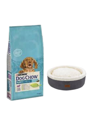 Dog Chow Kuzu Etli Yavru Köpek Maması 14 Kg,Gri Mia Donut Yatak