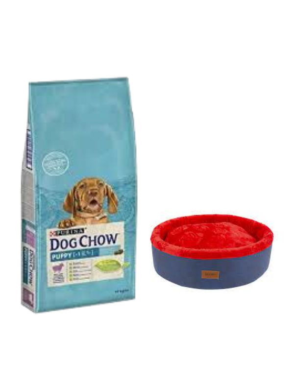 Dog Chow Kuzu Etli Yavru Köpek Maması 14 Kg,Lacivert Mia Donut Yatak