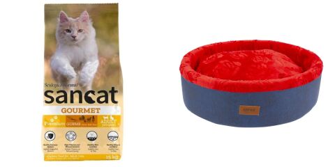 Sancat Yetişkin Kedi Maması Gurme 15 kg + Mia Donut Kedi / Köpek Yatağı
