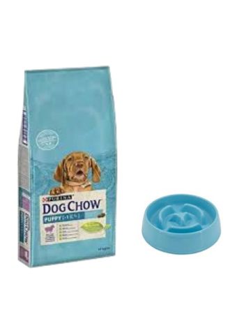 Dog Chow Kuzu Etli Yavru Köpek Maması 14 Kg,Yavaş Yeme Mama Kabı 775 Ml.