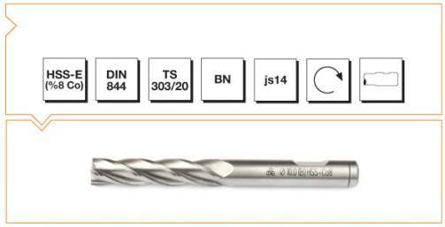 Makina Takım Endüstrisi Hsse Dın 844/bn  Parmak Freze 20 Mm Uzun