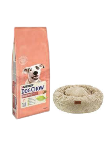 Dog Chow Somonlu Yetişkin Köpek Maması 14 Kg,Kahve Luxe Donut Yatak