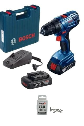 Bosch Professional GSR 180-LI 2x2.0Ah Çift Akülü Delme/Vidalama Makinesi - 06019F8109+Akdeniz AKD/225 1/4 Yıldız Bits Uç PZ2x25 MM 12 Adet