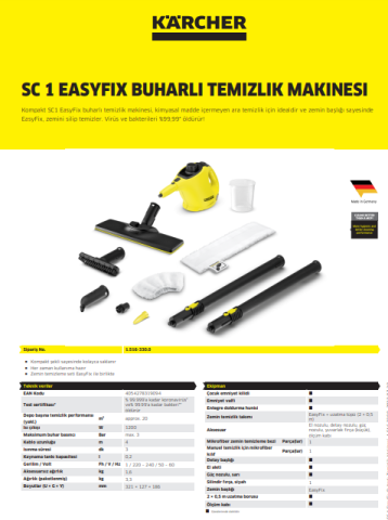 Kärcher SC 1 EasyFix BUHARLI TEMİZLİK MAKİNESİ