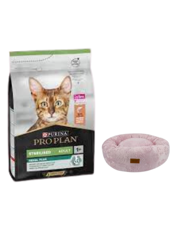 Pro Plan Sterilised Somonlu Kısırlaştırılmış Yetişkin Kedi Maması 10 KG, Pembe Luxe Donut Yatak