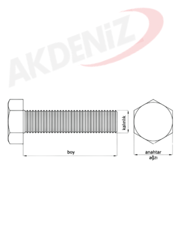 Akdeniz DIN933 M8*60 Mm Galv. Kaplamalı Cıvata 200 Adet