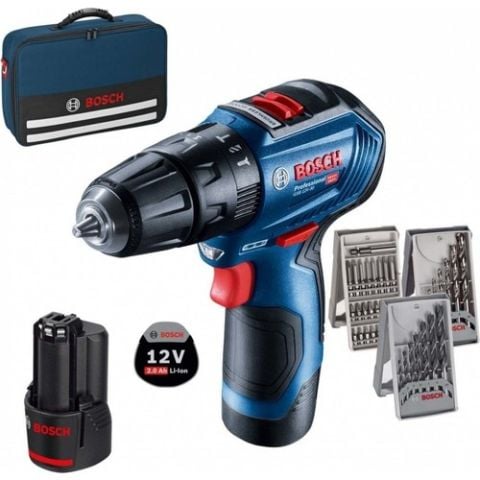 Bosch GSB 12V-30 Akülü Darbeli Vidalama + 39 Parça Aksesuar Seti