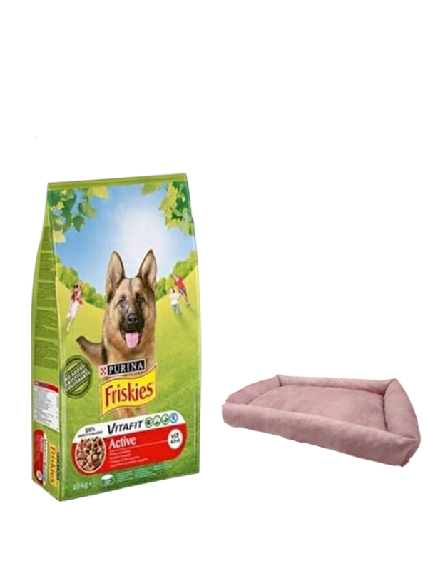 Purina Friskies Active Duot Etli Yetişkin Köpek Maması 10 Kg,Mini Small Pembe Yatak