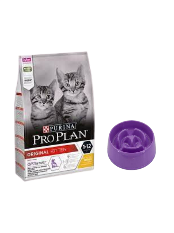 Pro Plan Kitten Tavuklu Yavru Kedi Maması 10 Kg,Yavaş Yeme Mama Kabı 775 Ml.